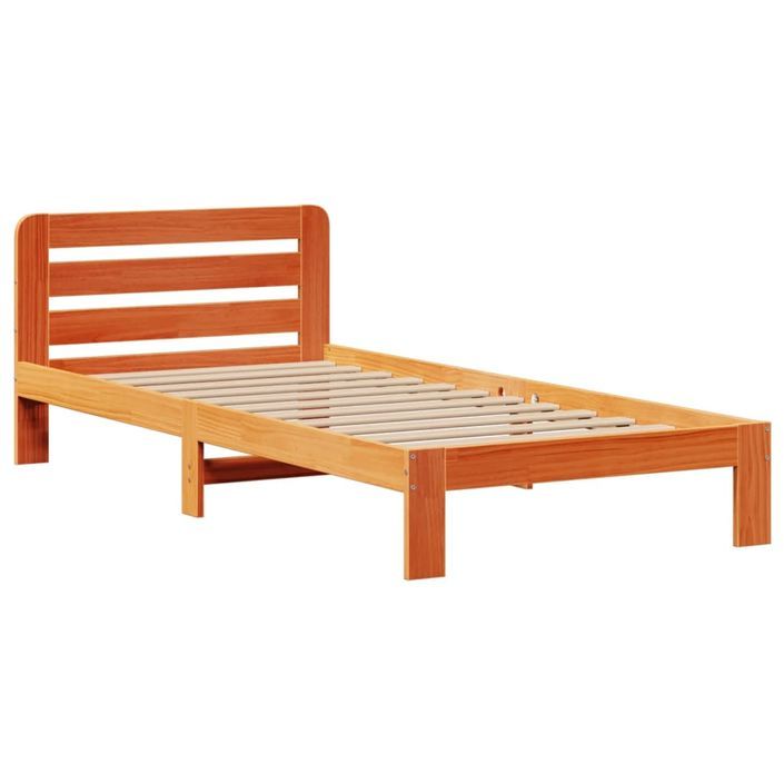 Lit bibliothèque sans matelas cire marron 75x190 cm pin massif - Photo n°5