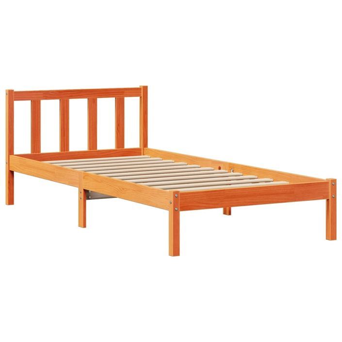 Lit bibliothèque sans matelas cire marron 75x190 cm pin massif - Photo n°5