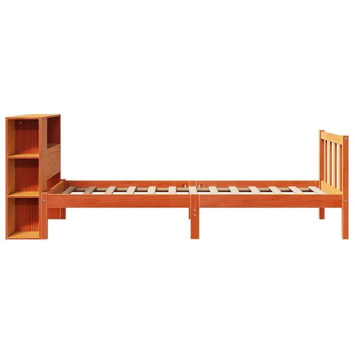 Lit bibliothèque sans matelas cire marron 75x190 cm pin massif - Photo n°7