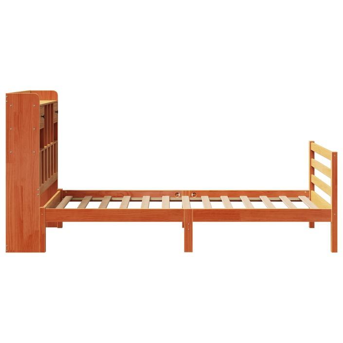 Lit bibliothèque sans matelas cire marron 75x190 cm pin massif - Photo n°5