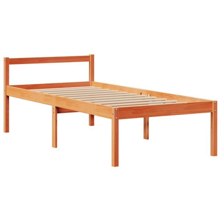 Lit bibliothèque sans matelas cire marron 75x190 cm pin massif - Photo n°8