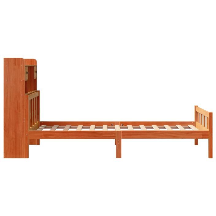 Lit bibliothèque sans matelas cire marron 75x190 cm pin massif - Photo n°5