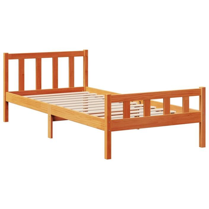 Lit bibliothèque sans matelas cire marron 75x190 cm pin massif - Photo n°8