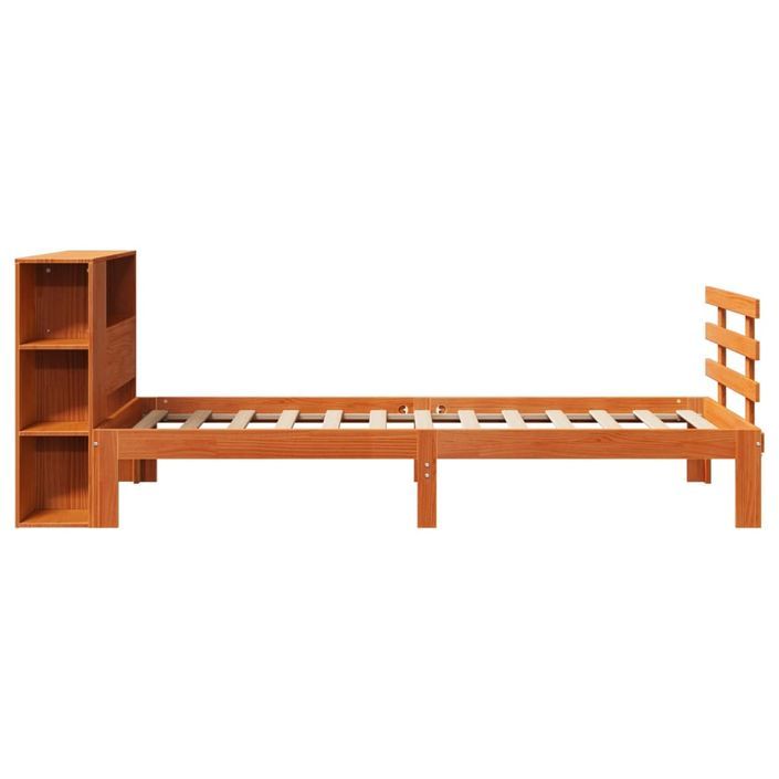 Lit bibliothèque sans matelas cire marron 75x190 cm pin massif - Photo n°5