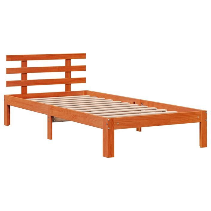 Lit bibliothèque sans matelas cire marron 75x190 cm pin massif - Photo n°8