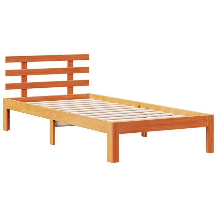 Lit bibliothèque sans matelas cire marron 75x190 cm pin massif - Photo n°7