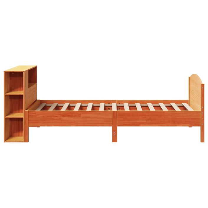 Lit bibliothèque sans matelas cire marron 75x190 cm pin massif - Photo n°5