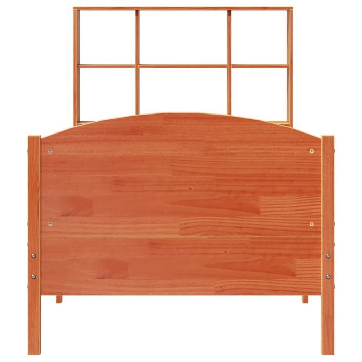 Lit bibliothèque sans matelas cire marron 75x190 cm pin massif - Photo n°4