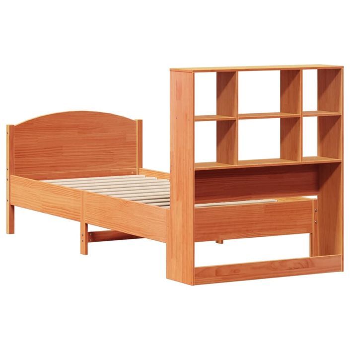 Lit bibliothèque sans matelas cire marron 75x190 cm pin massif - Photo n°6