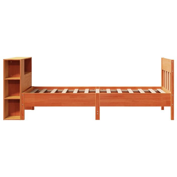 Lit bibliothèque sans matelas cire marron 75x190 cm pin massif - Photo n°5