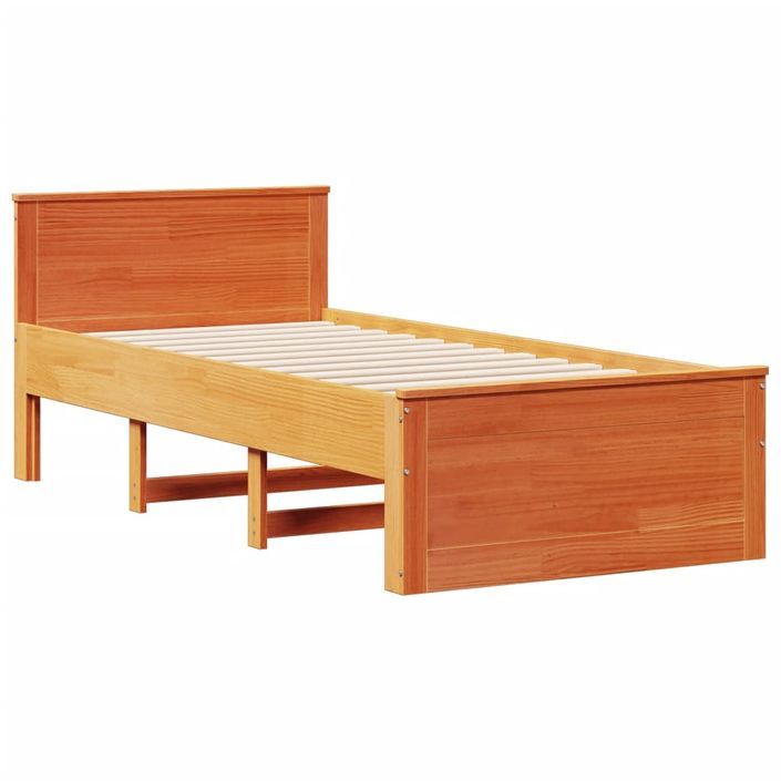 Lit bibliothèque sans matelas cire marron 90x190 cm pin massif - Photo n°9