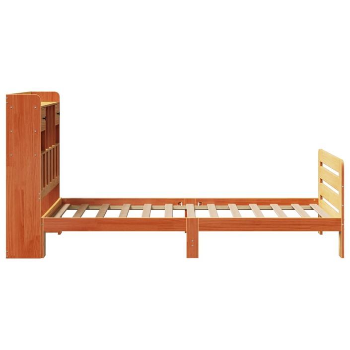 Lit bibliothèque sans matelas cire marron 90x190 cm pin massif - Photo n°7