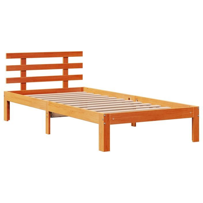 Lit bibliothèque sans matelas cire marron 90x190 cm pin massif - Photo n°8