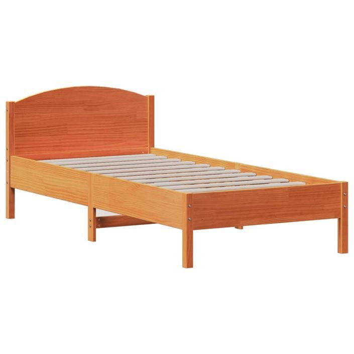 Lit bibliothèque sans matelas cire marron 90x190 cm pin massif - Photo n°8