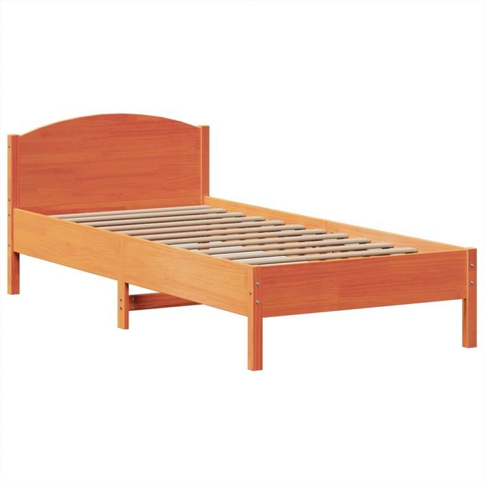 Lit bibliothèque sans matelas cire marron 90x190 cm pin massif - Photo n°8