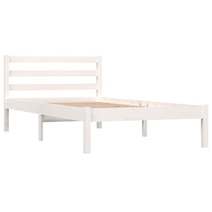 Lit Bois de pin massif 90x190 cm Blanc simple - Photo n°1