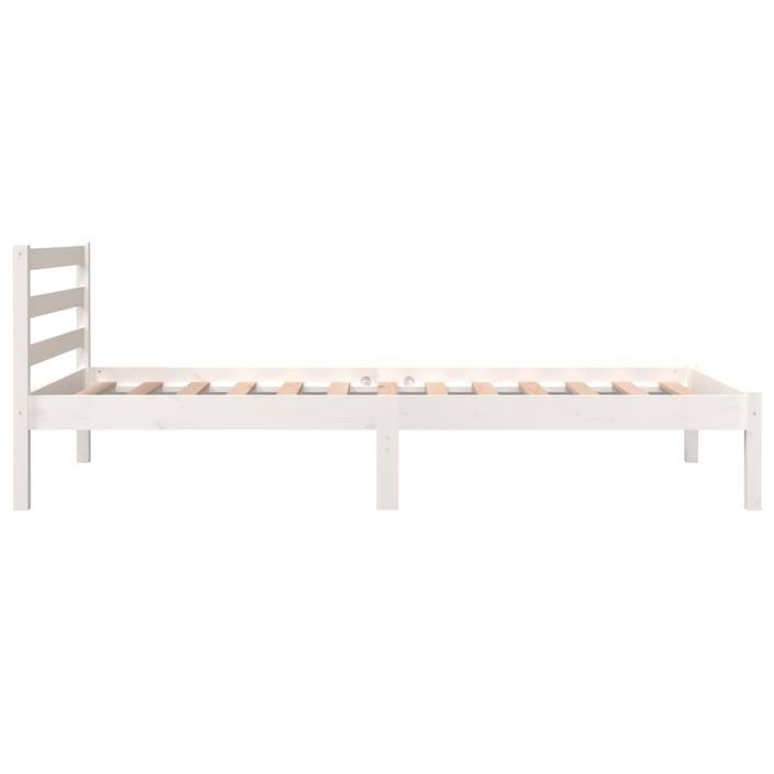 Lit Bois de pin massif 90x190 cm Blanc simple - Photo n°4