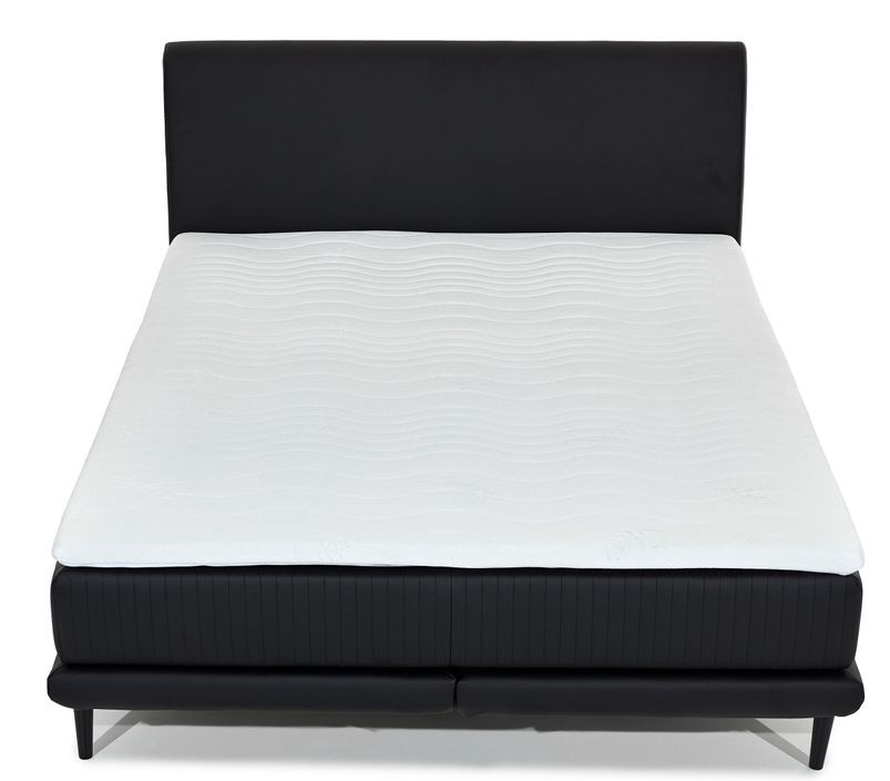 Lit boxspring 140x200 cm simili cuir blanc sommier et matelas inclus Mastera - Photo n°7