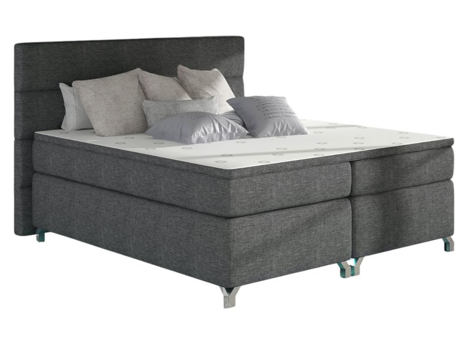 Lit boxspring 180x200 cm tissu anthracite Mador - Photo n°1