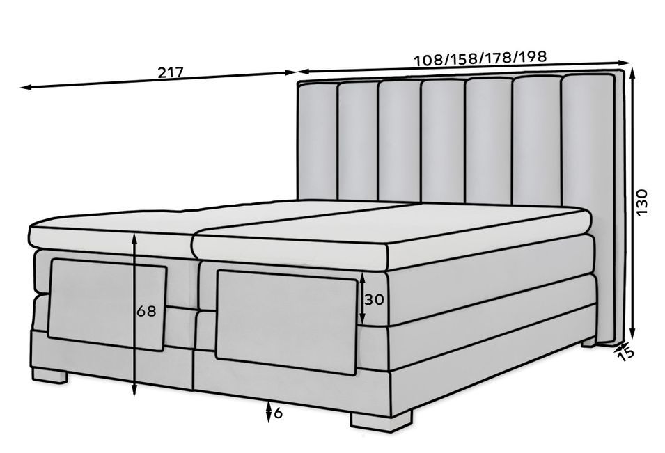 Lit boxspring électrique tissu bleu lavande avec matelas et surmatelas Arkos - Photo n°10