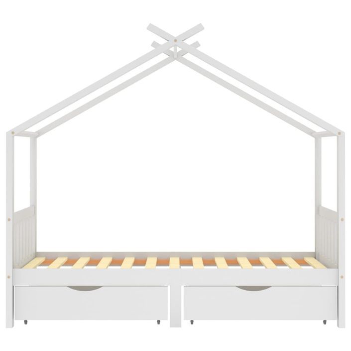 Lit cabane enfant avec tiroirs Blanc Pin massif 90x200 cm 2 - Photo n°3
