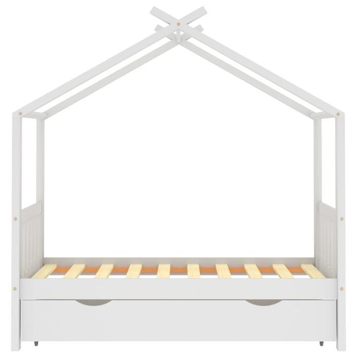 Lit cabane enfant avec un tiroir Blanc Pin massif 80x160 cm 2 - Photo n°3
