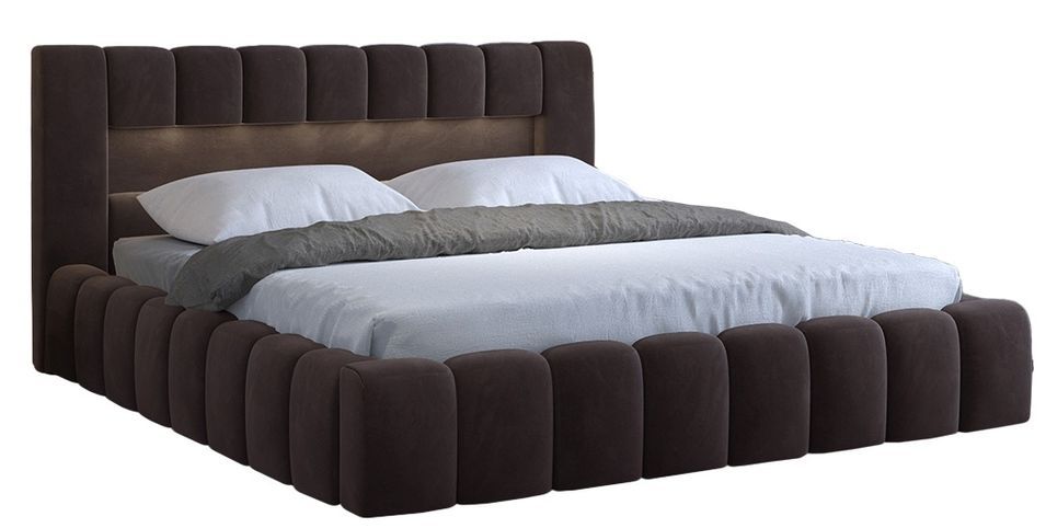 Lit coffre Luto prestige - Design tapissé velours et Led - Photo n°1