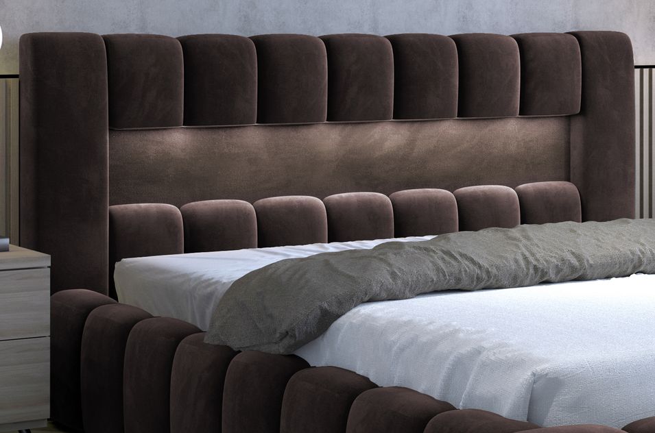 Lit coffre Luto prestige - Design tapissé velours et Led - Photo n°3