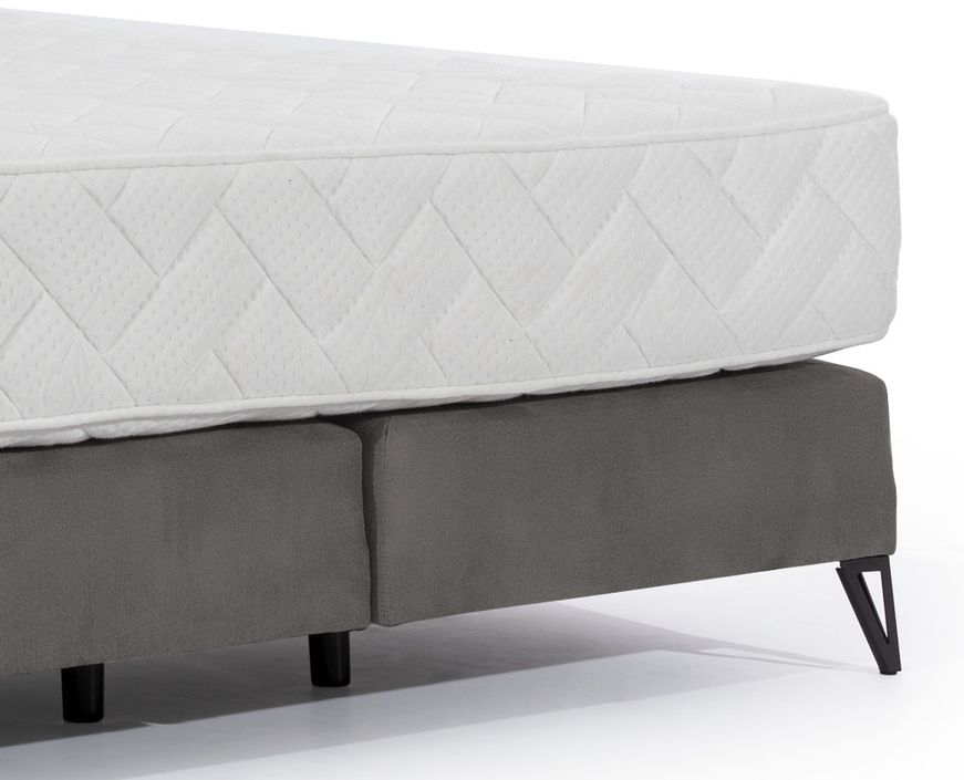 Lit continental velours marron meuse Tiempo avec matelas 30 cm en latex et pied métal noir - Photo n°4