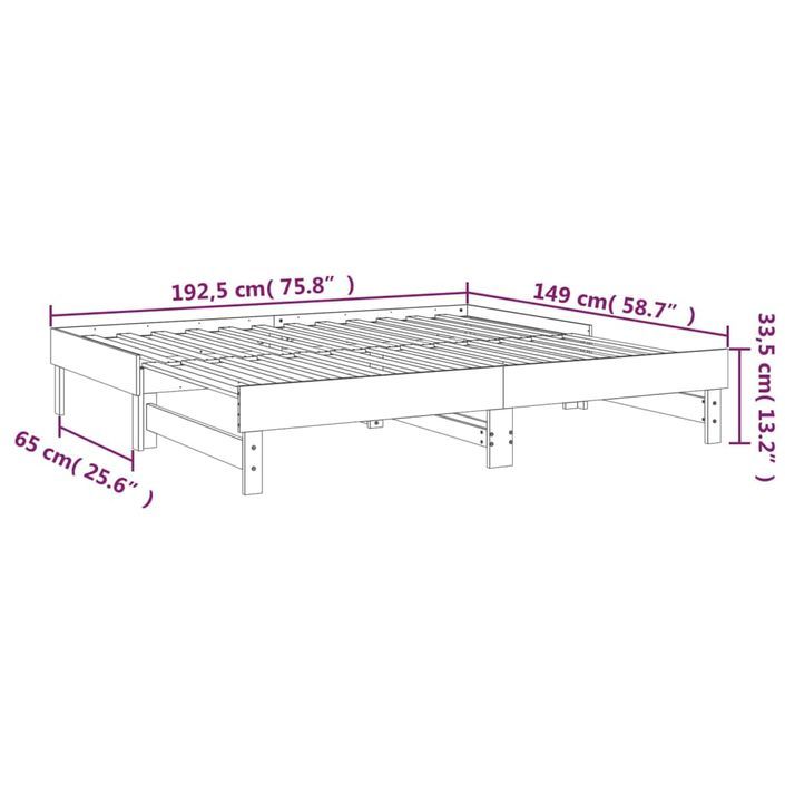 Lit coulissant 2x(75x190) cm Bois de pin massif - Photo n°12