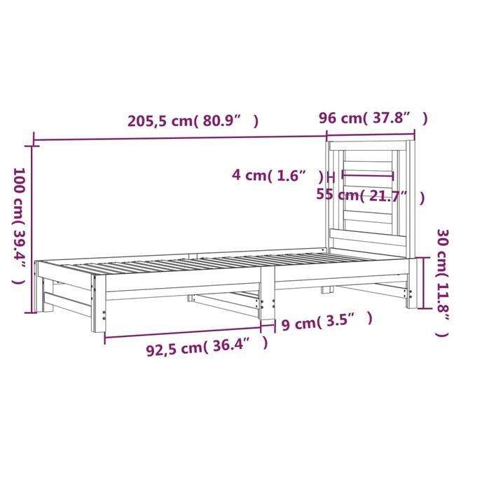 Lit coulissant Blanc 2x(90x200) cm Bois de pin massif - Photo n°8