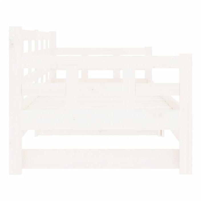 Lit coulissant blanc bois de pin massif 2x(90x200) cm - Photo n°7