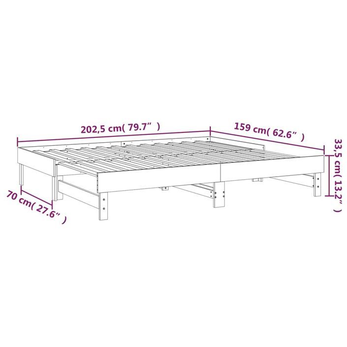 Lit coulissant Marron miel 2x(80x200) cm Bois de pin massif - Photo n°10