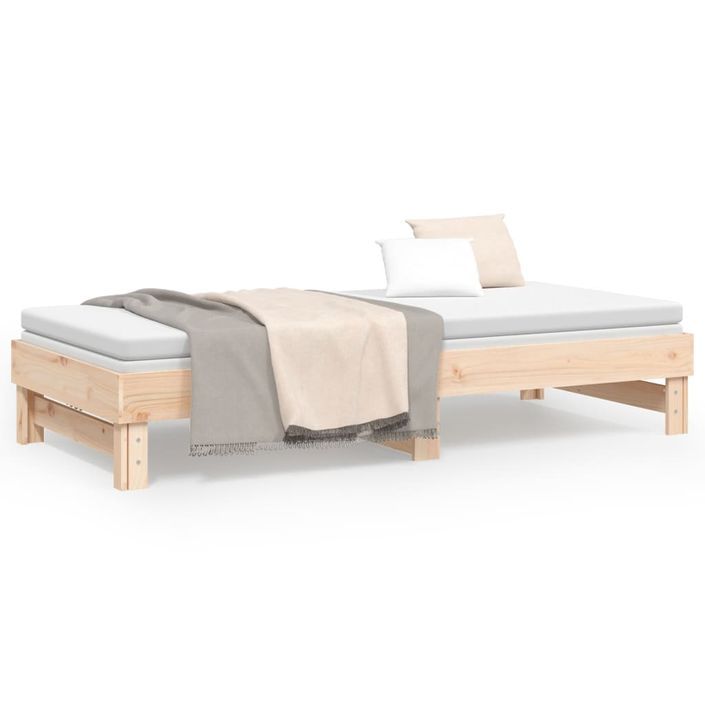 Lit coulissant sans matelas 2x(80x200) cm Bois de pin massif - Photo n°5