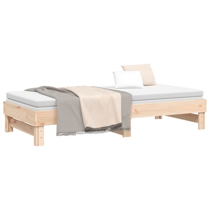 Lit coulissant sans matelas 2x(80x200) cm Bois de pin massif - Photo n°6