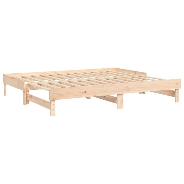 Lit coulissant sans matelas 2x(80x200) cm Bois de pin massif - Photo n°7