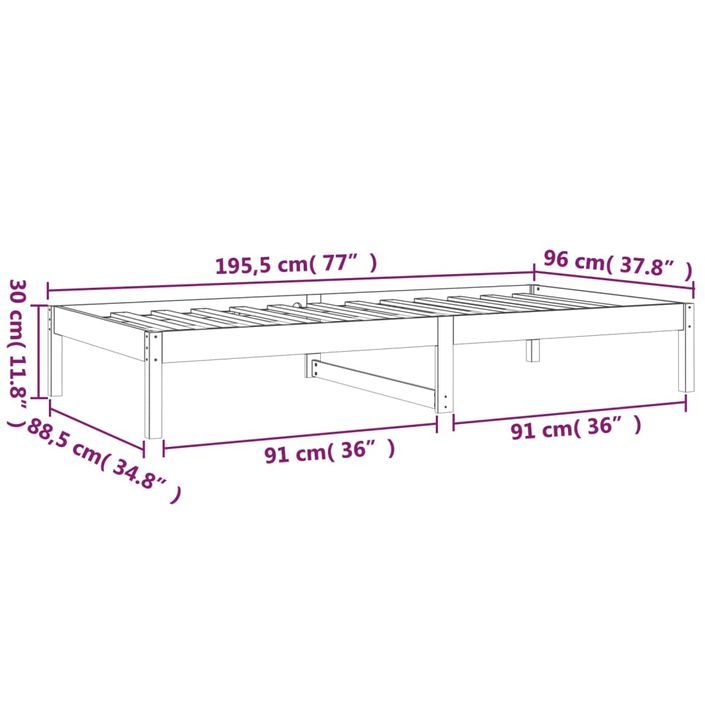 Lit de jour 90x190 cm Simple Bois de pin massif - Photo n°11