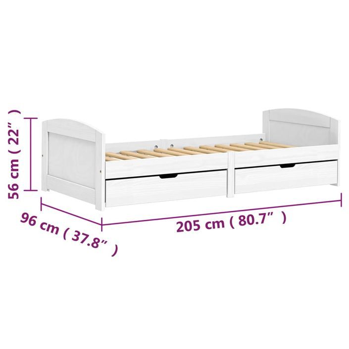 Lit de jour avec 2 tiroirs IRUN blanc 90x200 cm bois pin massif - Photo n°8