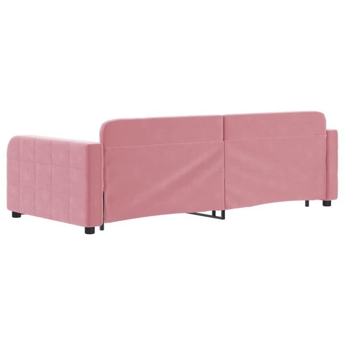 Lit de jour avec gigogne et tiroirs sans matelas rose 90x200 cm - Photo n°5