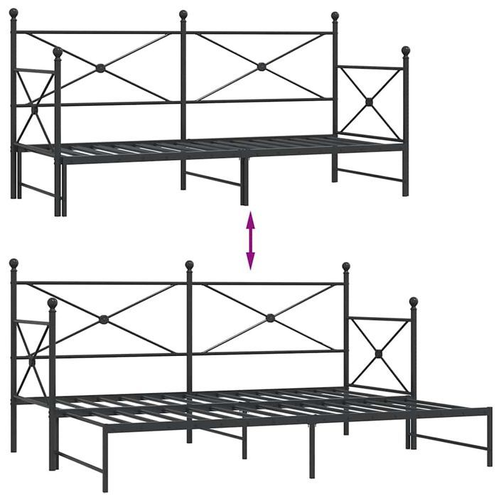 Lit de jour avec gigogne sans matelas 80x200 cm acier - Photo n°9