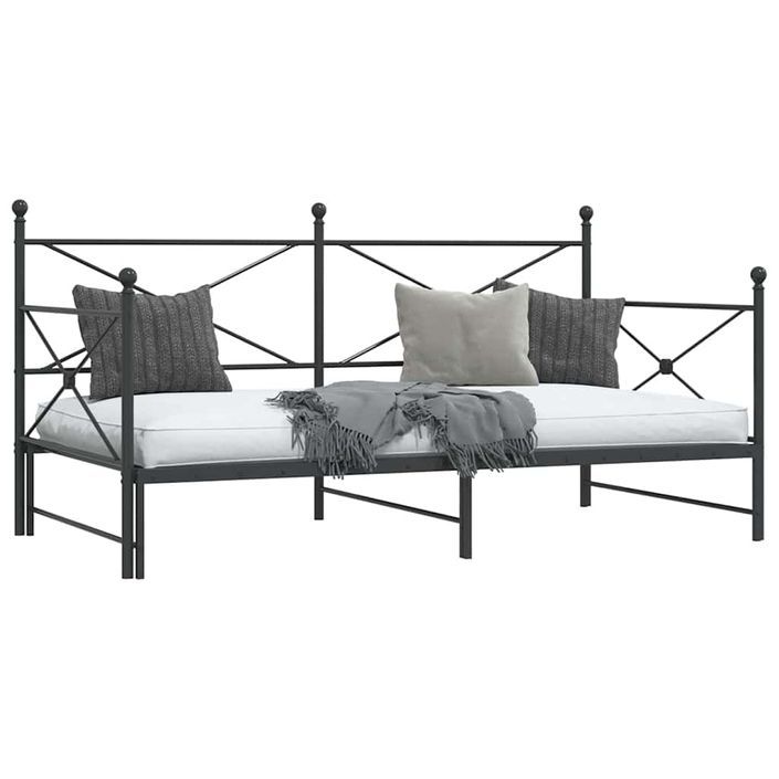 Lit de jour avec gigogne sans matelas noir 107x203 cm acier - Photo n°5