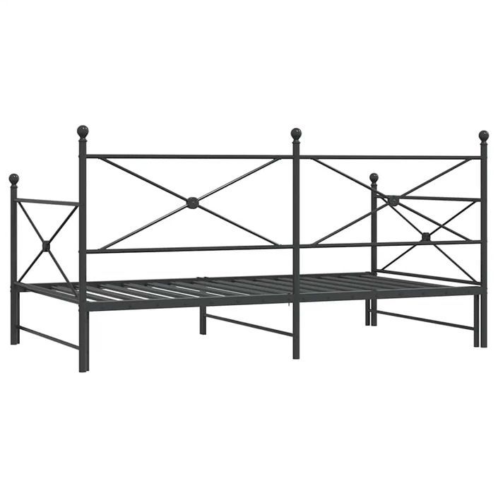 Lit de jour avec gigogne sans matelas noir 107x203 cm acier - Photo n°8