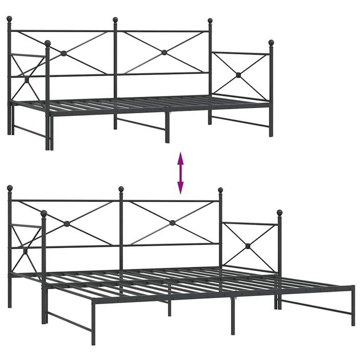 Lit de jour avec gigogne sans matelas noir 107x203 cm acier - Photo n°9