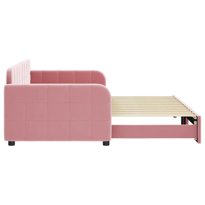 Lit de jour avec gigogne sans matelas rose 90x200 cm - Photo n°4