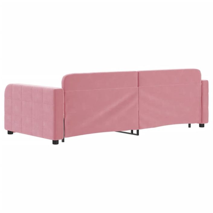 Lit de jour avec gigogne sans matelas rose 90x200 cm - Photo n°5