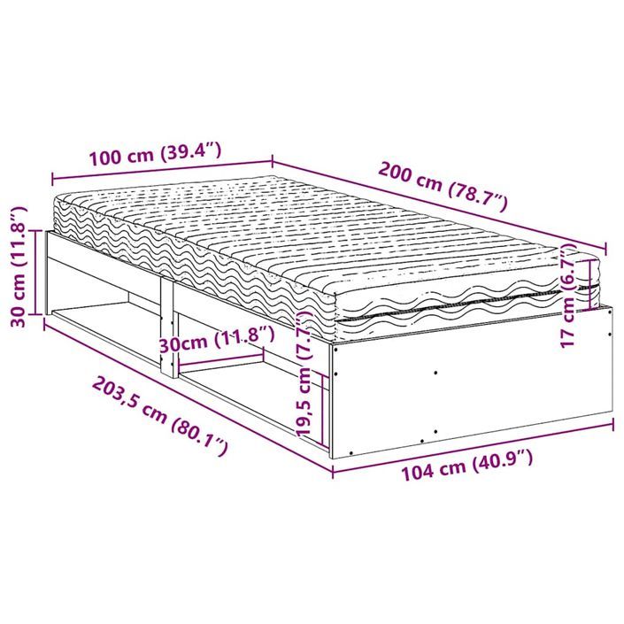 Lit de jour avec matelas 100x200 cm bois de pin massif - Photo n°13