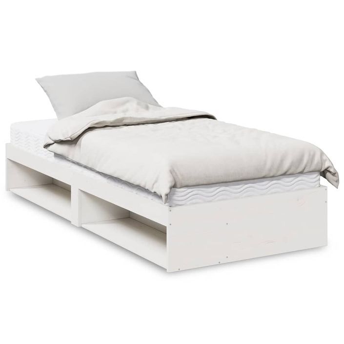 Lit de jour avec matelas blanc 90x200 cm bois de pin massif - Photo n°1