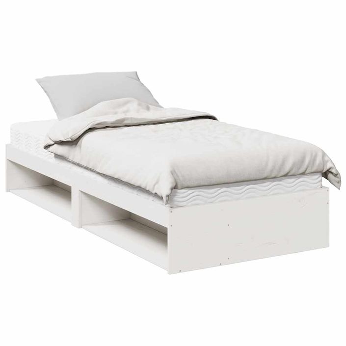 Lit de jour avec matelas blanc 90x200 cm bois de pin massif - Photo n°2