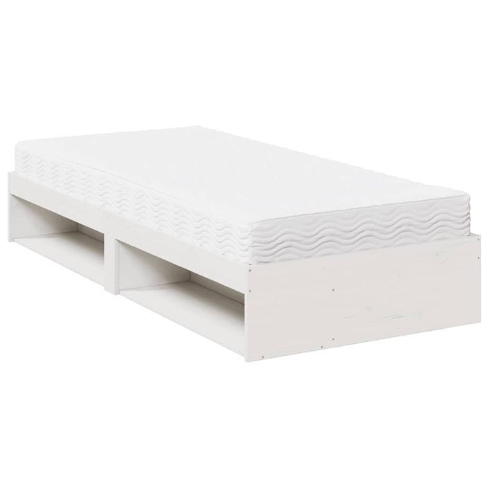 Lit de jour avec matelas blanc 90x200 cm bois de pin massif - Photo n°5