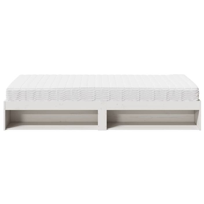 Lit de jour avec matelas blanc 90x200 cm bois de pin massif - Photo n°7